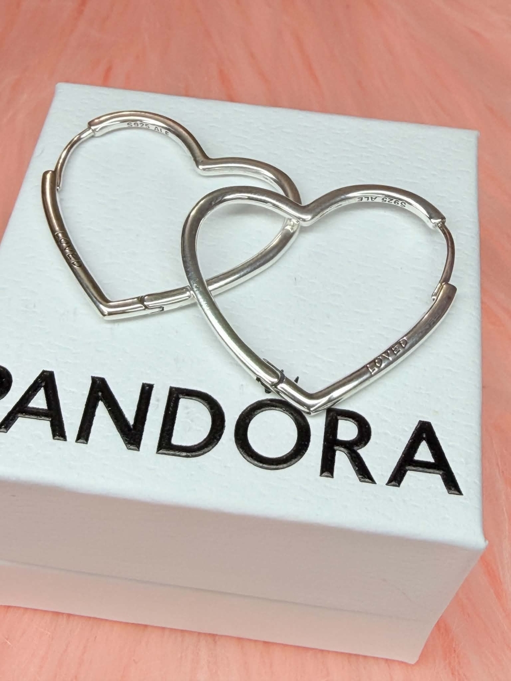 Pandora Silver Heart Hoop Earrings - Polished Silver Hearts